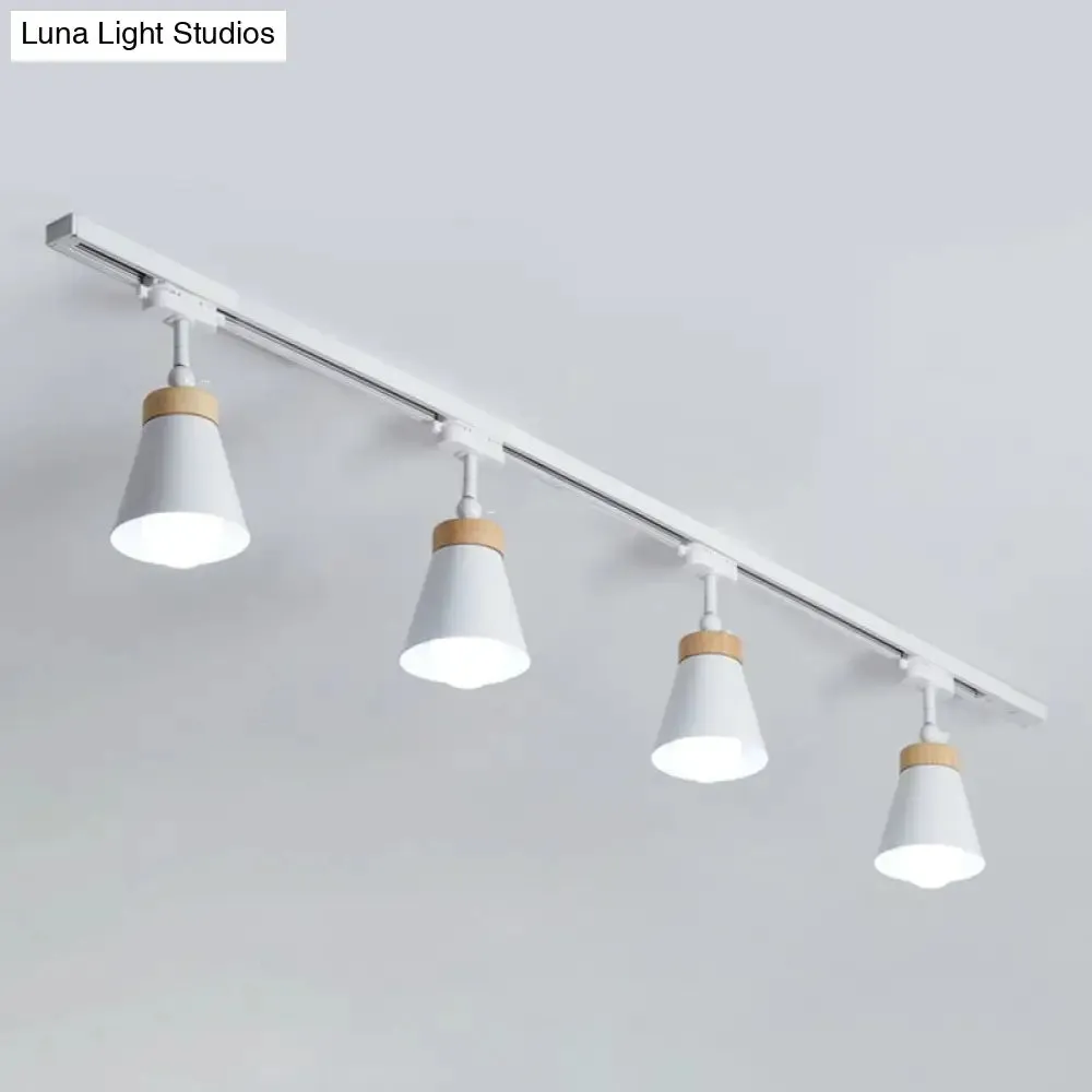 Nordic Style Semi Flush Mount Spotlight - Living Room Track Light with Cone Metal Shade, Various Configurations