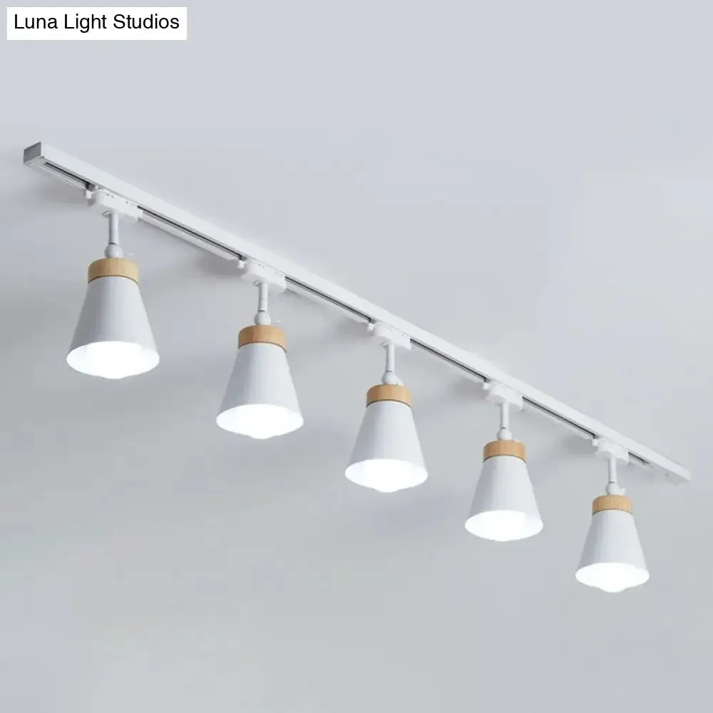 Nordic Style Semi Flush Mount Spotlight - Living Room Track Light with Cone Metal Shade, Various Configurations