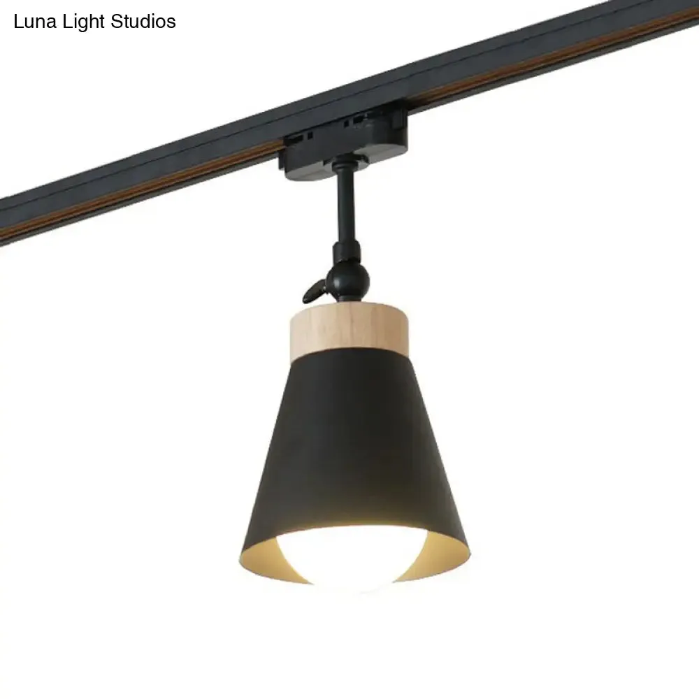 Nordic Style Semi Flush Mount Spotlight - Living Room Track Light with Cone Metal Shade, Various Configurations