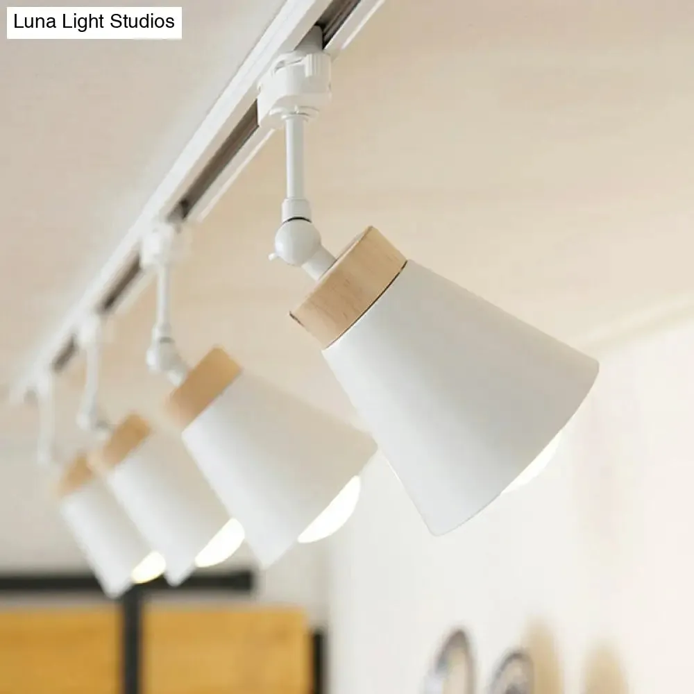 Nordic Style Semi Flush Mount Spotlight - Living Room Track Light with Cone Metal Shade, Various Configurations