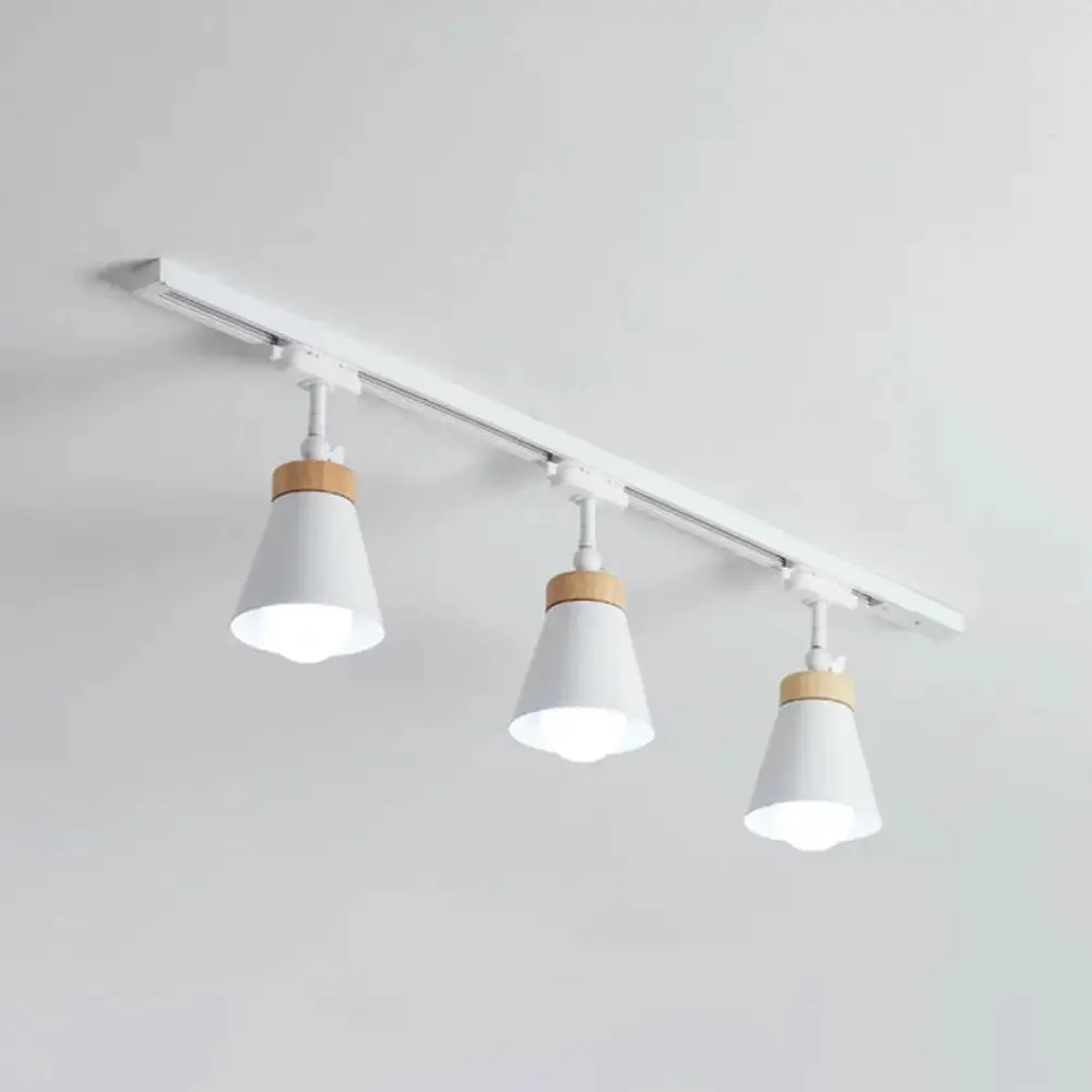 Nordic Style Semi Flush Mount Spotlight - Living Room Track Light with Cone Metal Shade, Various Configurations