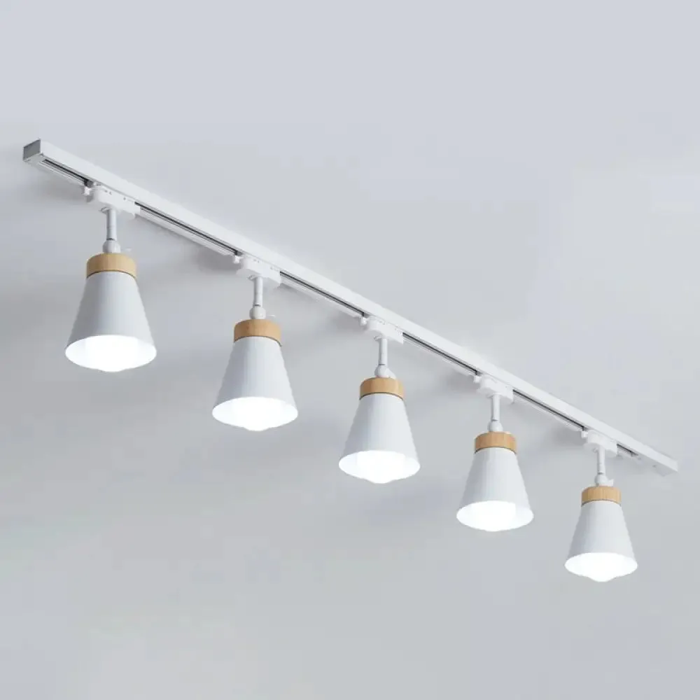 Nordic Style Semi Flush Mount Spotlight - Living Room Track Light with Cone Metal Shade, Various Configurations