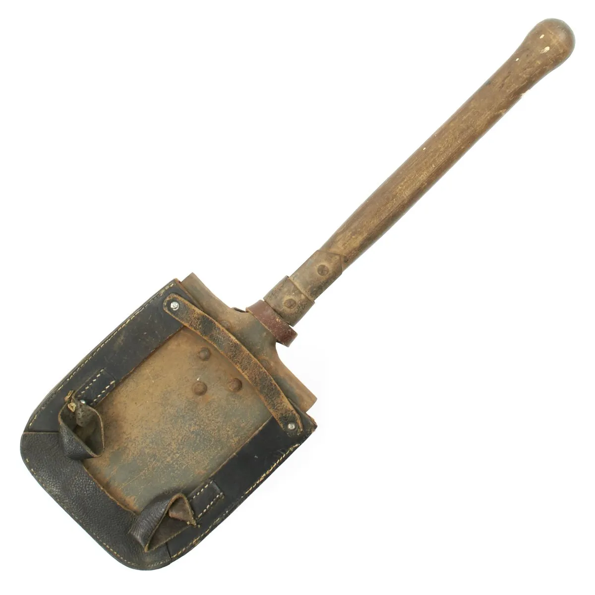 Original German WWII Entrenching Shovel with Leather Cover Carrier