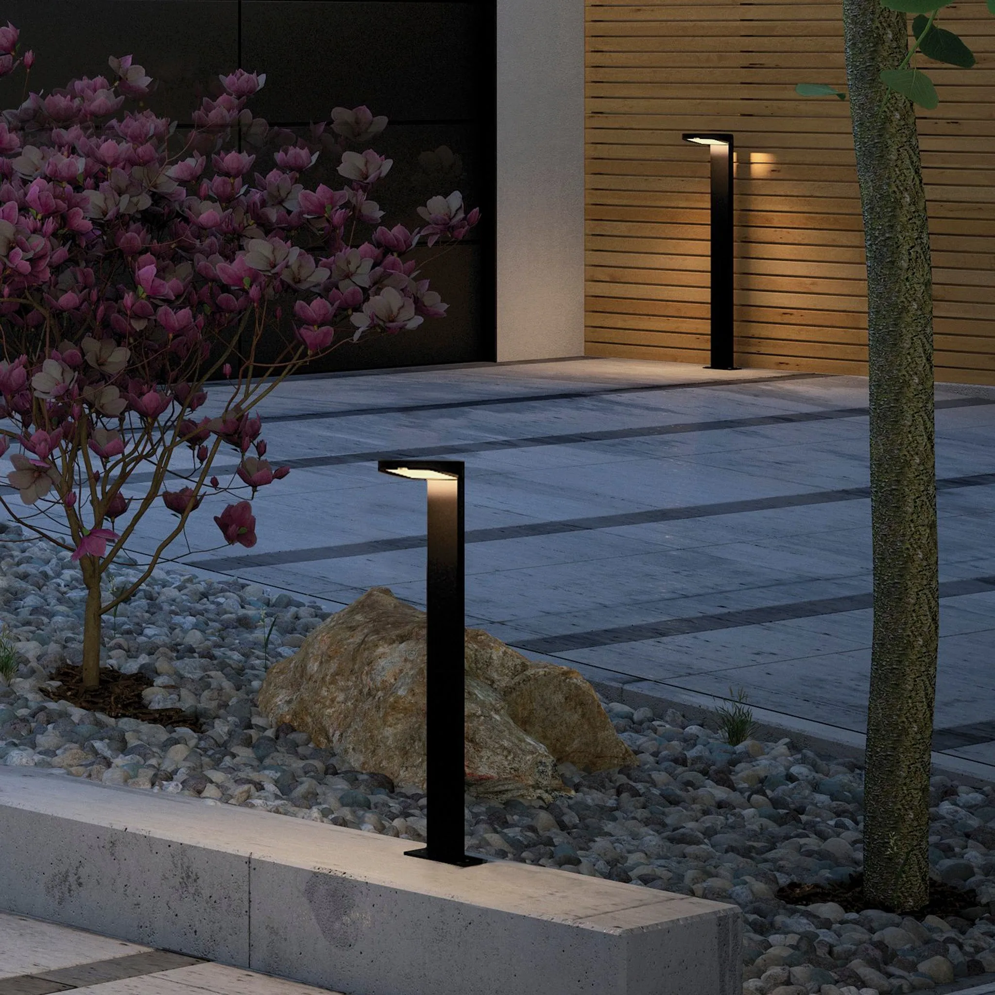 Outdoor Ryse 1.2W LED Solar Bollard Light with Motion Detection in Anthracite