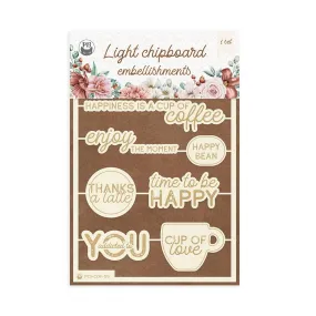 P13 Coffee Break Light Chipboard Embellishments 4"X6" 10 pack*