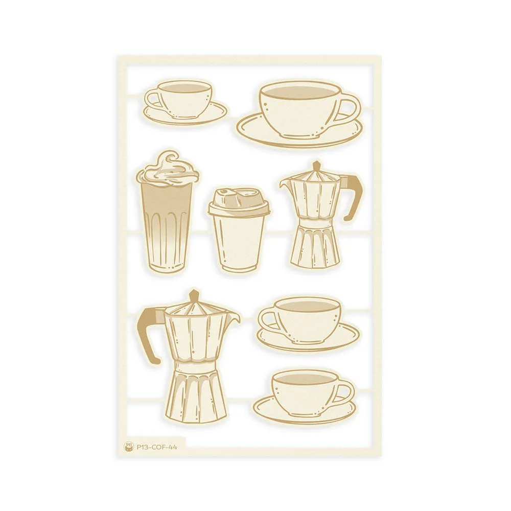 P13 Coffee Break Light Chipboard Embellishments 4"X6" 10 pack*