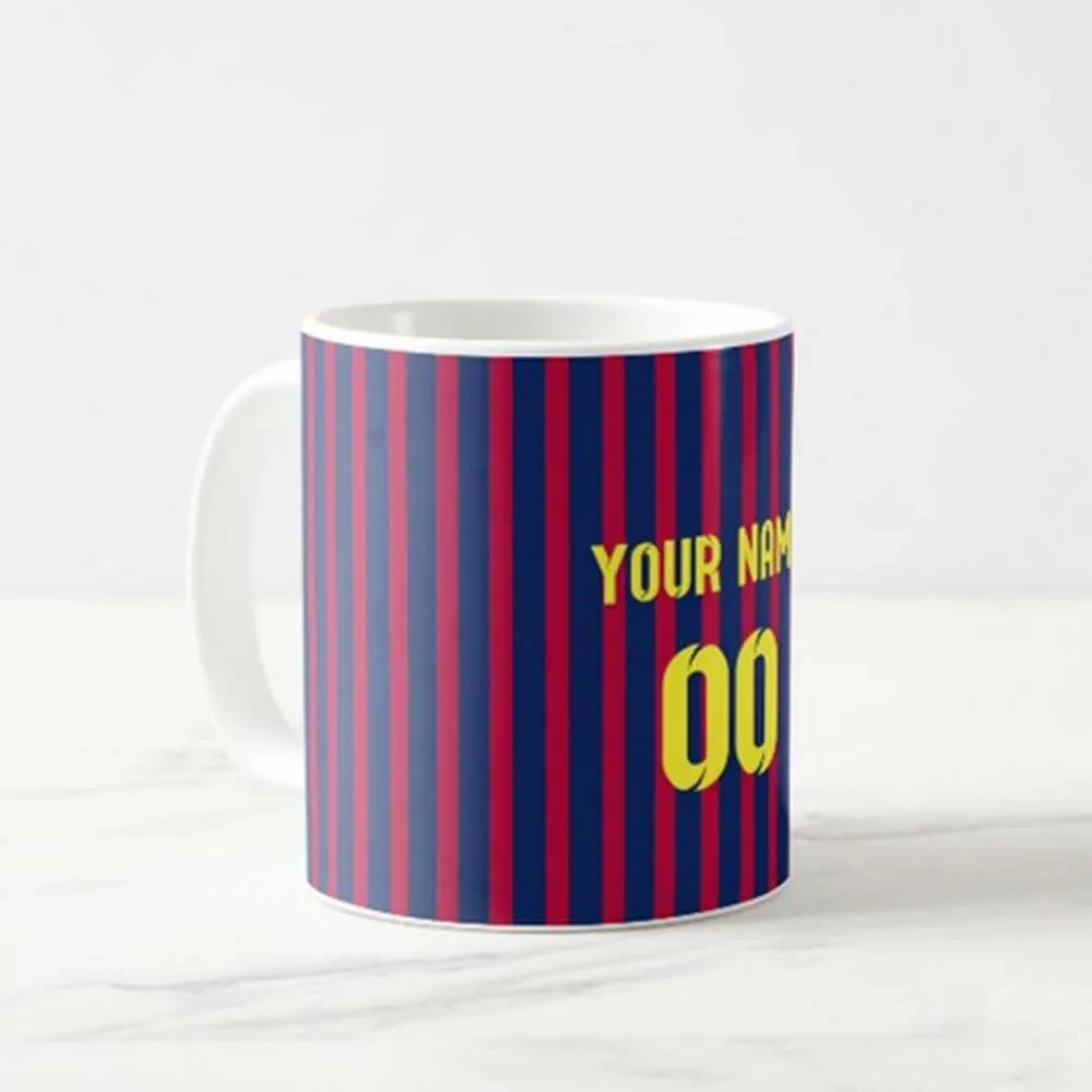 Personalized Mug Gift For Him Fathers Day, Rakhi - Red Blue Strips