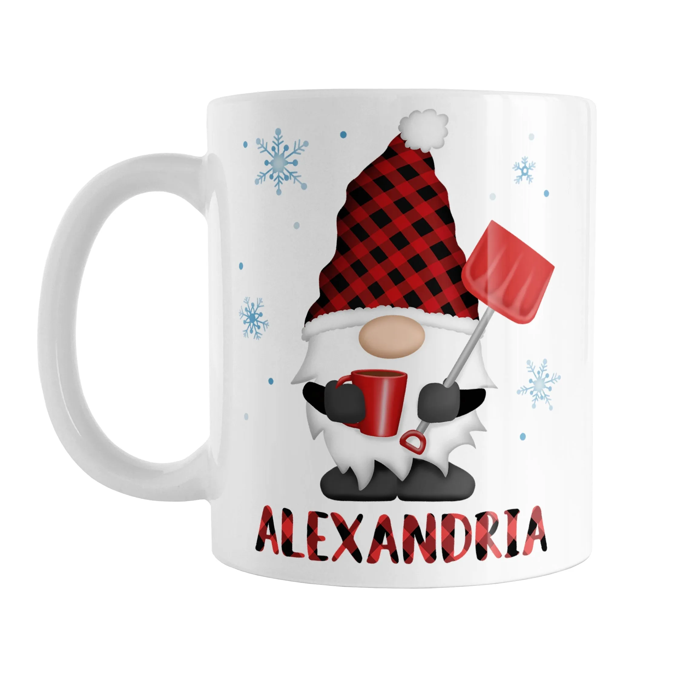 Personalized Red Buffalo Plaid Gnome Mug