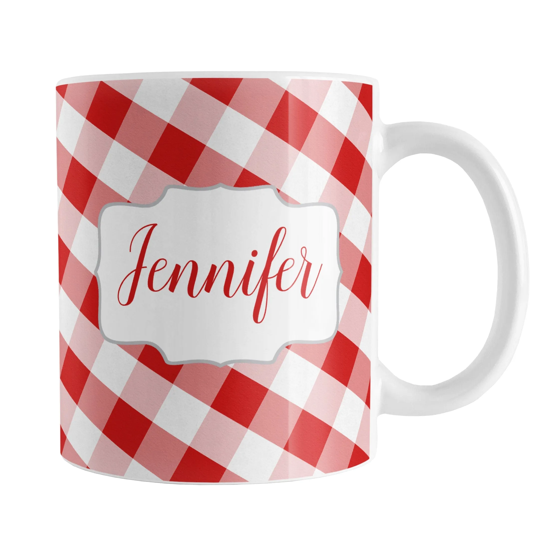 Personalized Red Gingham Mug