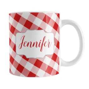 Personalized Red Gingham Mug