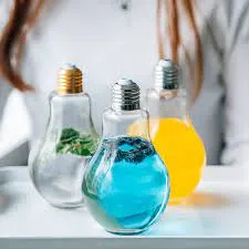 Plastic Light Bulb Shape Plastic Jar Big ±450ml with Led Light