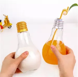 Plastic Light Bulb Shape Plastic Jar Big ±450ml with Led Light