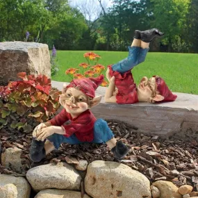 Playful Gnomes  Garden Statues Set of Two