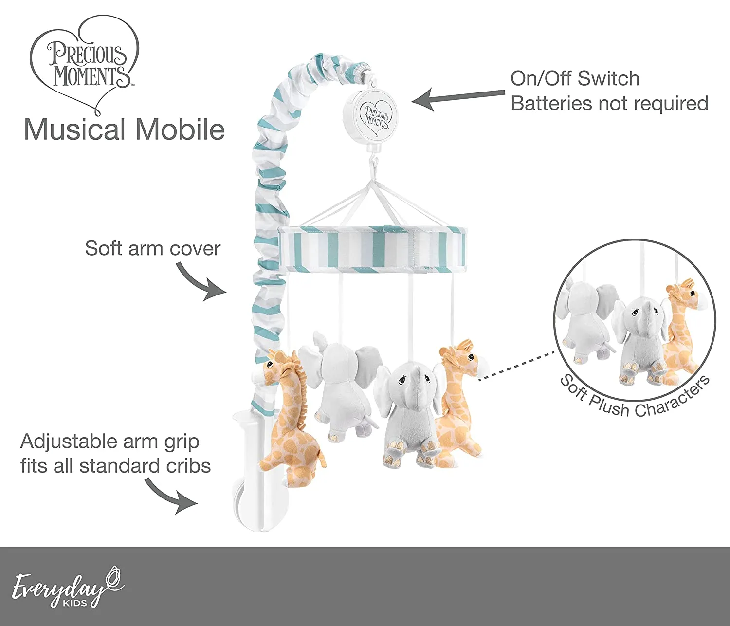 Precious Moments Noah's Ark Boys Musical Nursery Crib Mobile