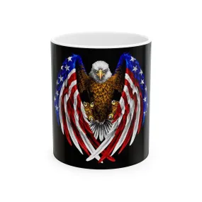 Princess Grace Patriotic Eagle Ceramic Mug, 11oz 15oz, America Pride, Veteran Gift, Fourth of July, Coffee Cup, Collector's Item