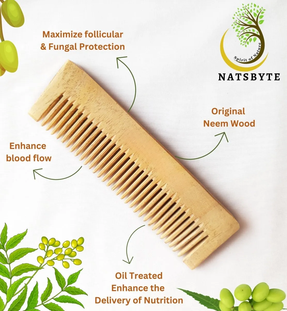 Pure Kacchi Neem Wood Pocket Size Comb