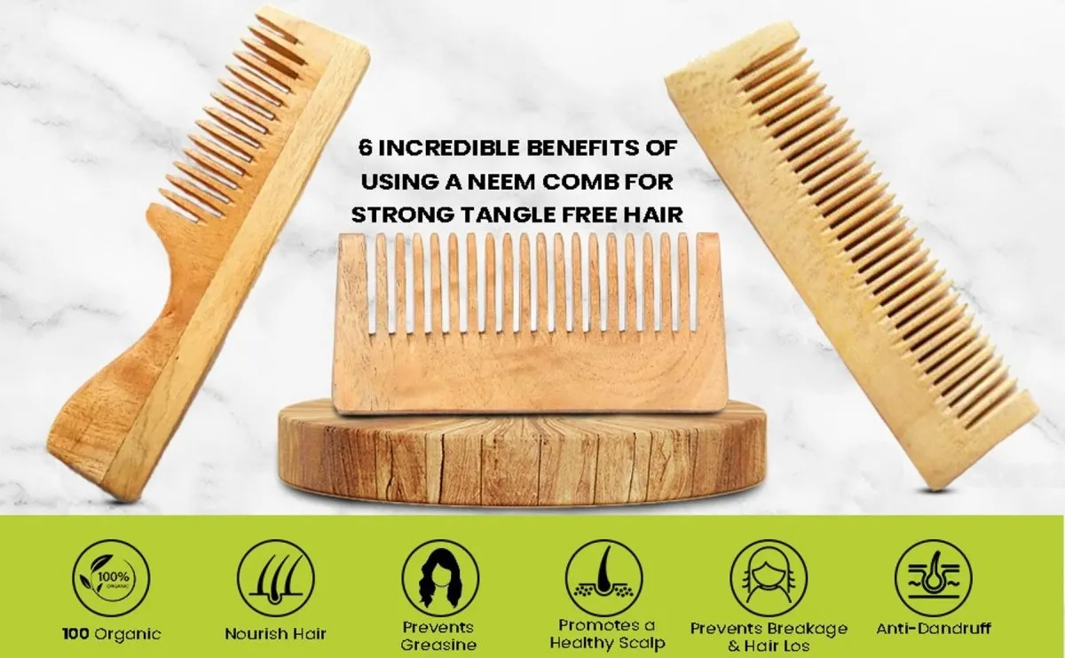 Pure Kacchi Neem Wood Pocket Size Comb