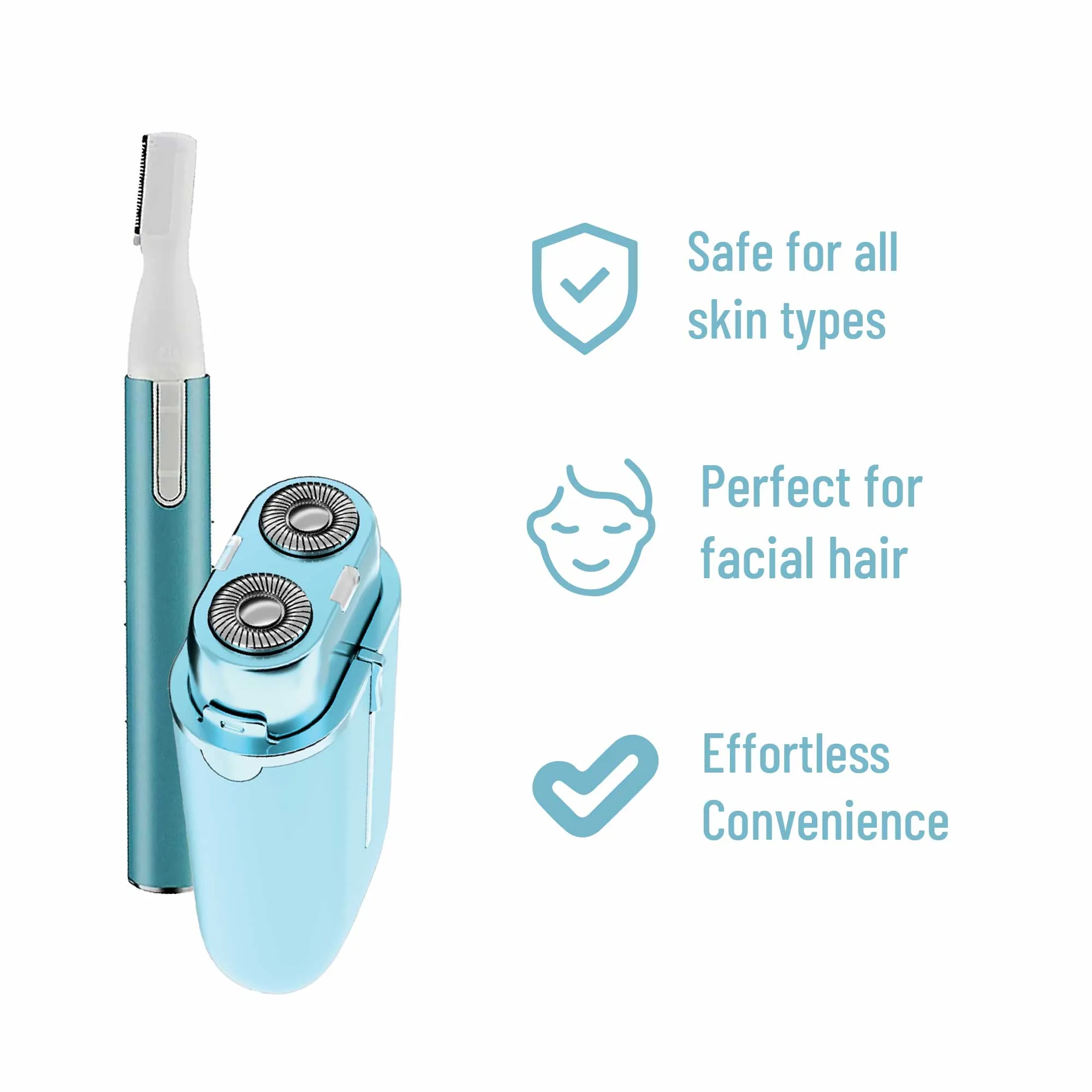 Pursonic Perfect Precision: Facial Trimming, Brow Styling, and Painless Shaving in One Kit.