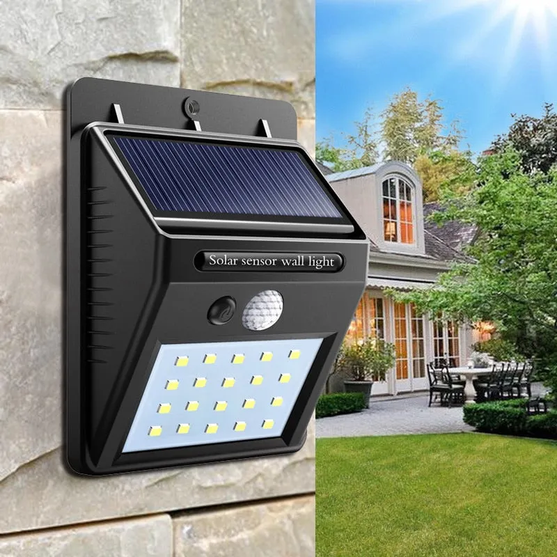 Rechargeable Solar Power LED Wall Light | PIR Motion Sensor