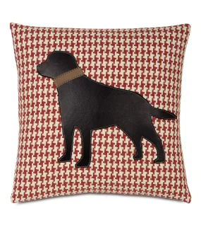 Red Houndstooth Labrador Throw Pillow Cover 18x18