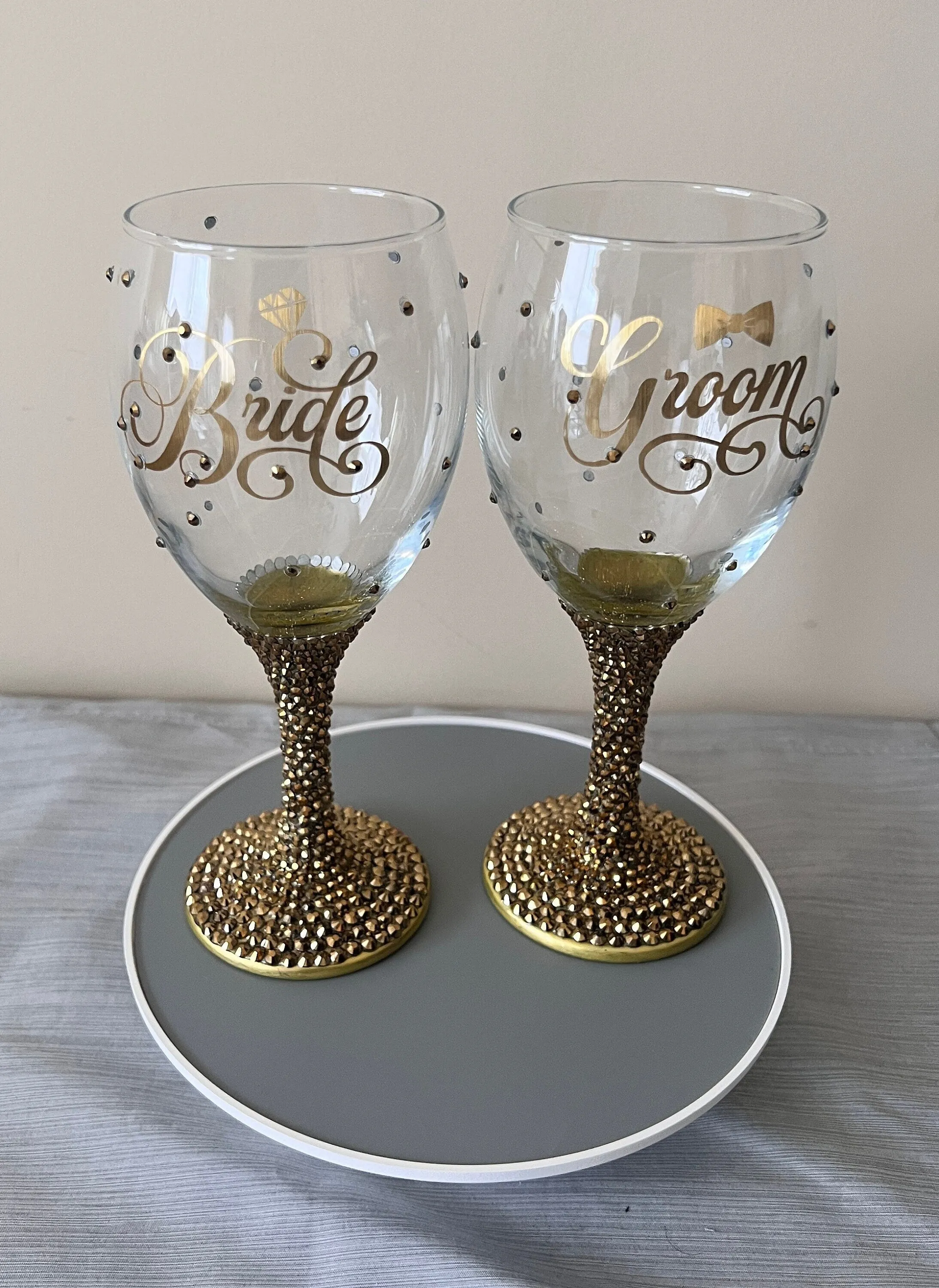 Rhinestone Wine Goblet, champagne flute, stemless wine glass, blinged Quinceanera, anniversary, wedding, Mother's Day, or bridesmaid gift