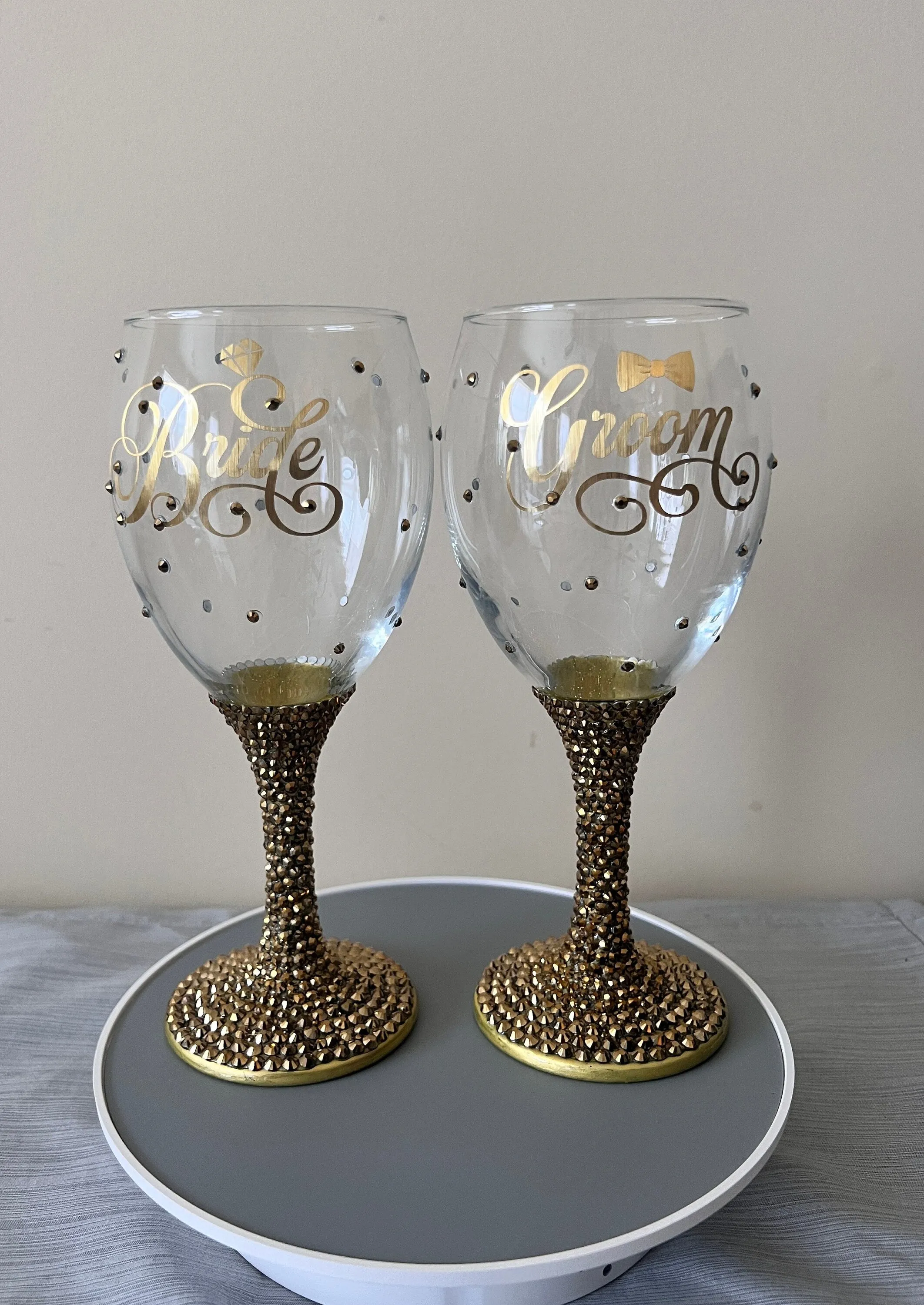 Rhinestone Wine Goblet, champagne flute, stemless wine glass, blinged Quinceanera, anniversary, wedding, Mother's Day, or bridesmaid gift