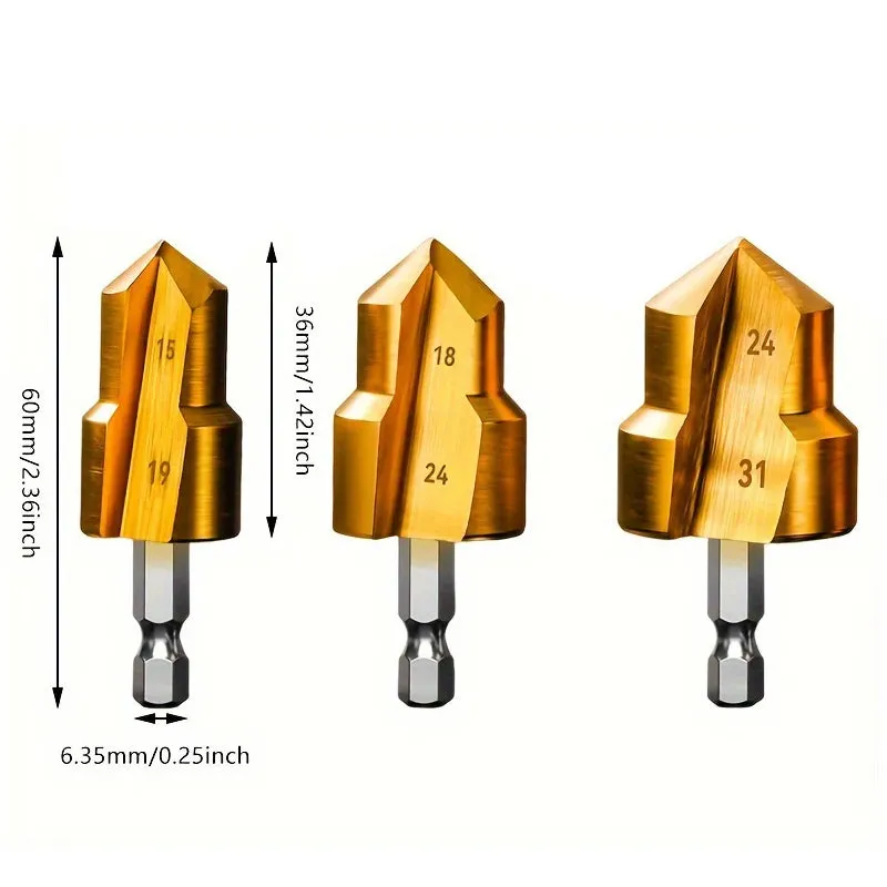 SAKER® 3pcs PPR Stepped Drill Bit