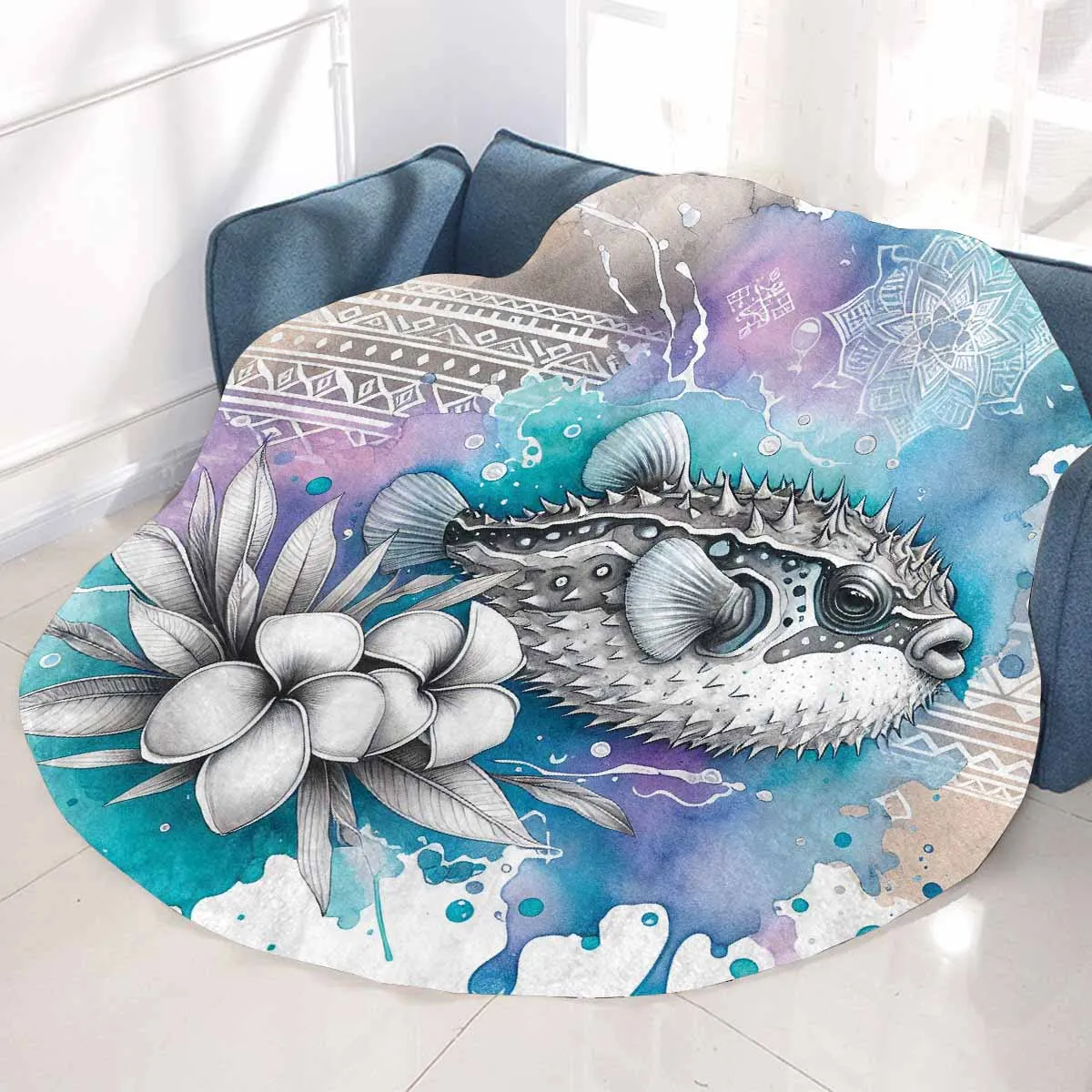 Sea_Animals_Stonfish_Awd351105  Circular Micro Fleece Blanket 47"