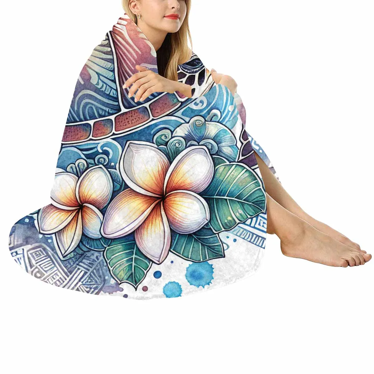 Sea_Animals_Turtle_Awd351107  Circular Micro Fleece Blanket 47"