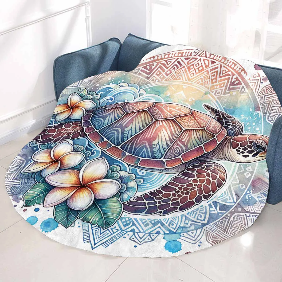 Sea_Animals_Turtle_Awd351107  Circular Micro Fleece Blanket 47"