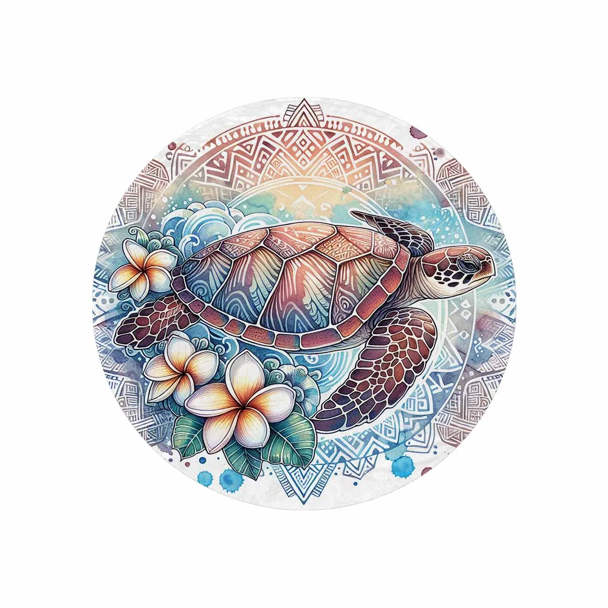 Sea_Animals_Turtle_Awd351107  Circular Micro Fleece Blanket 47"