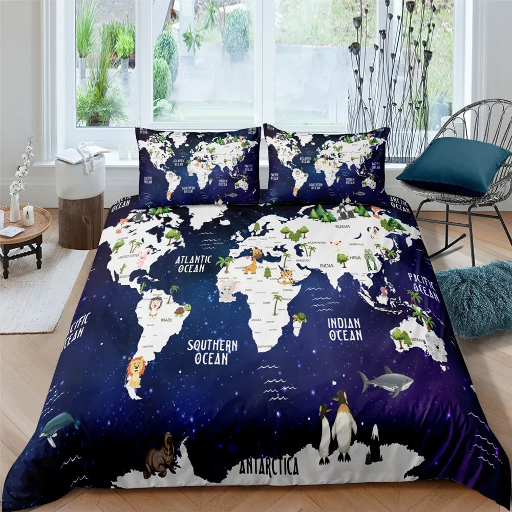 Shop World Map Bedding Set - Explore New Aesthetic