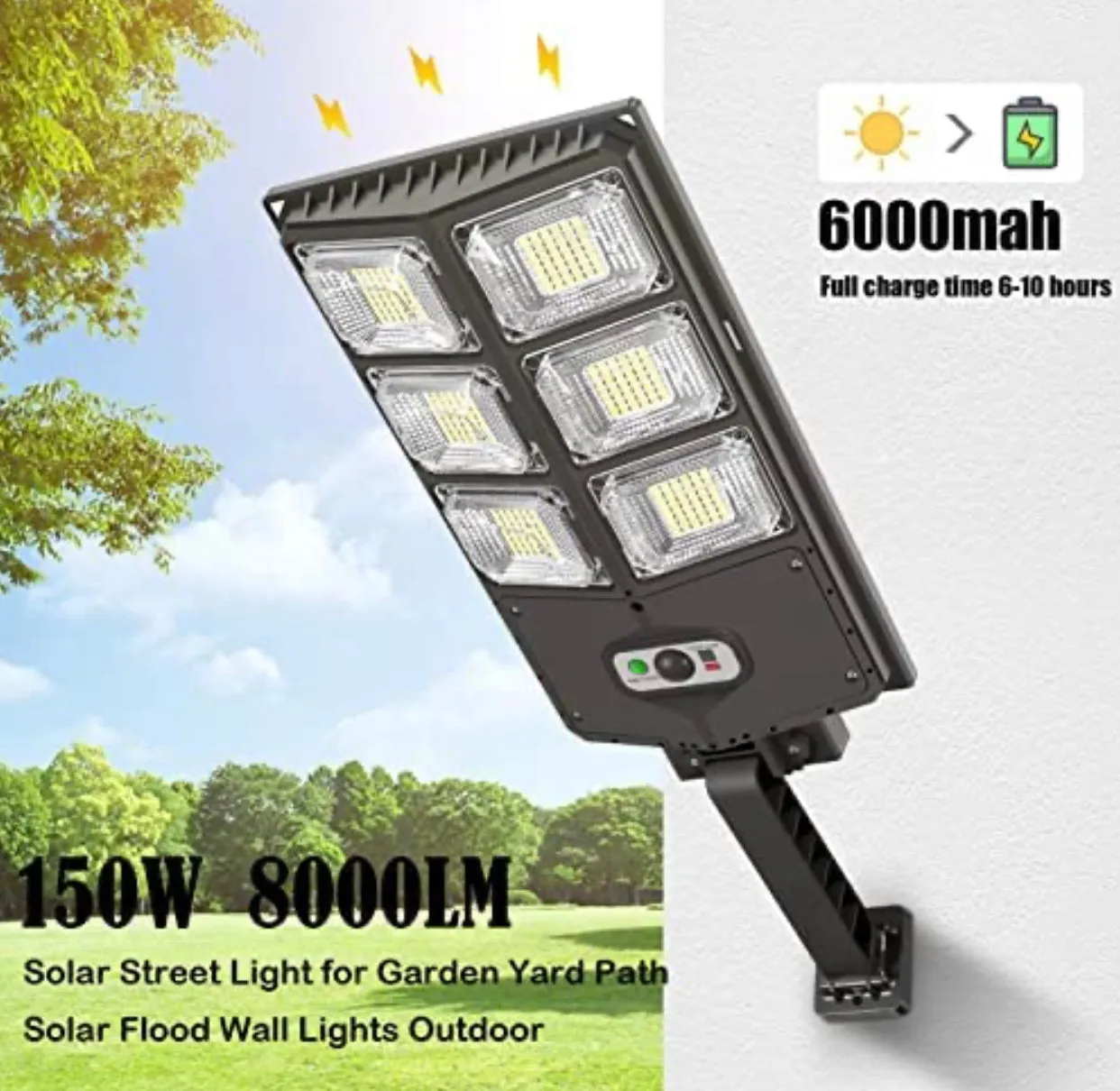 SmartYard 150W Solar Lights, 3 Modes Led Solar Wall Light Motion Sensor with Remote Control, 8000LM