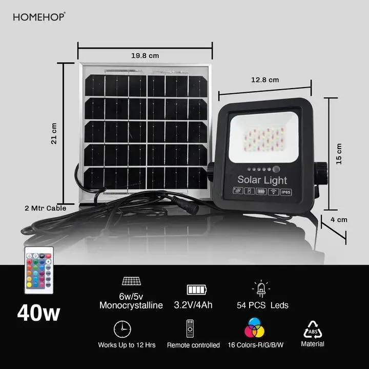 Solar outdoor Waterproof RGB Flood light with Remote Control for Home and Outdoor Purpose