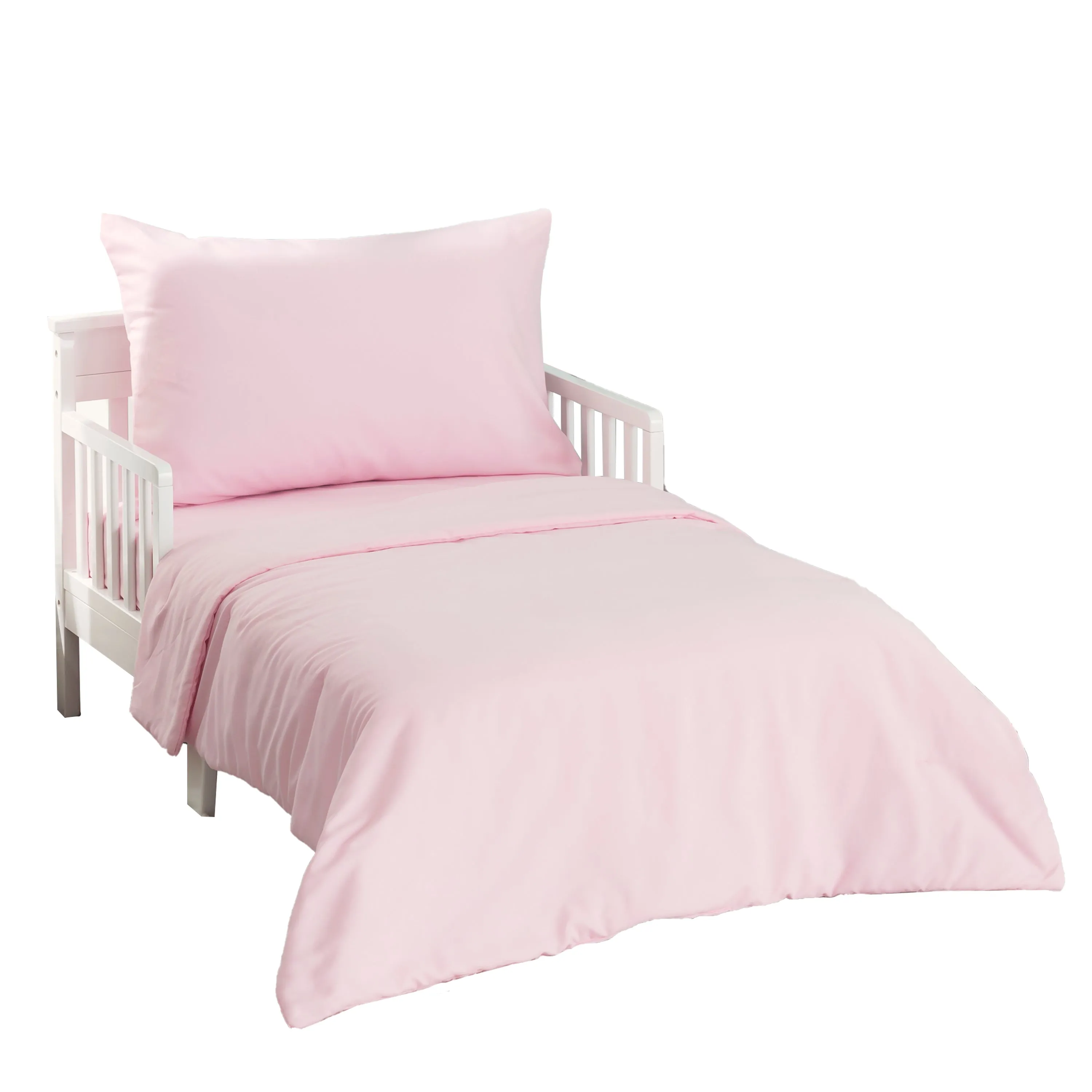 Solid Pink 4-Piece Toddler Bedding Set