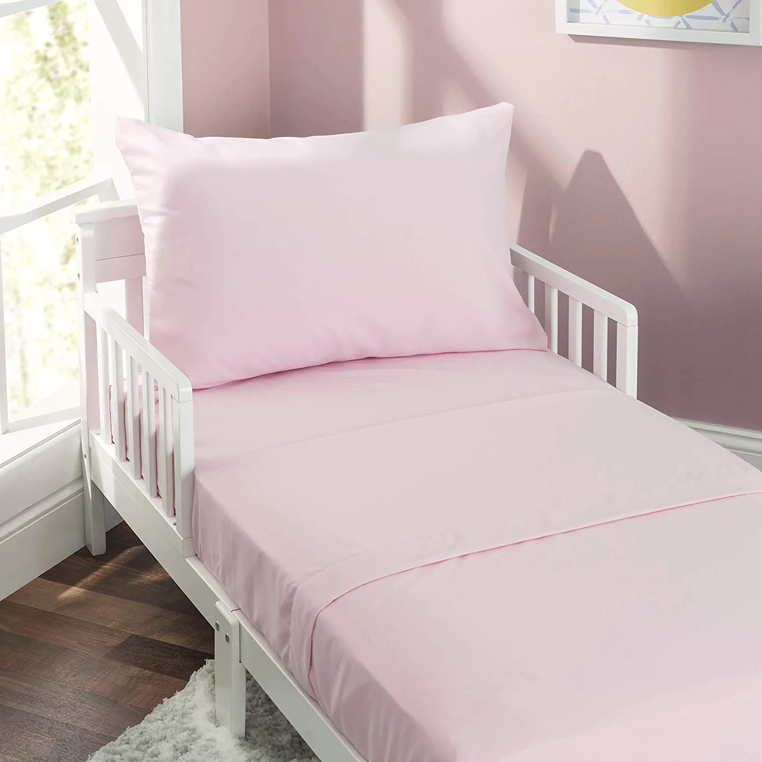 Solid Pink 4-Piece Toddler Bedding Set