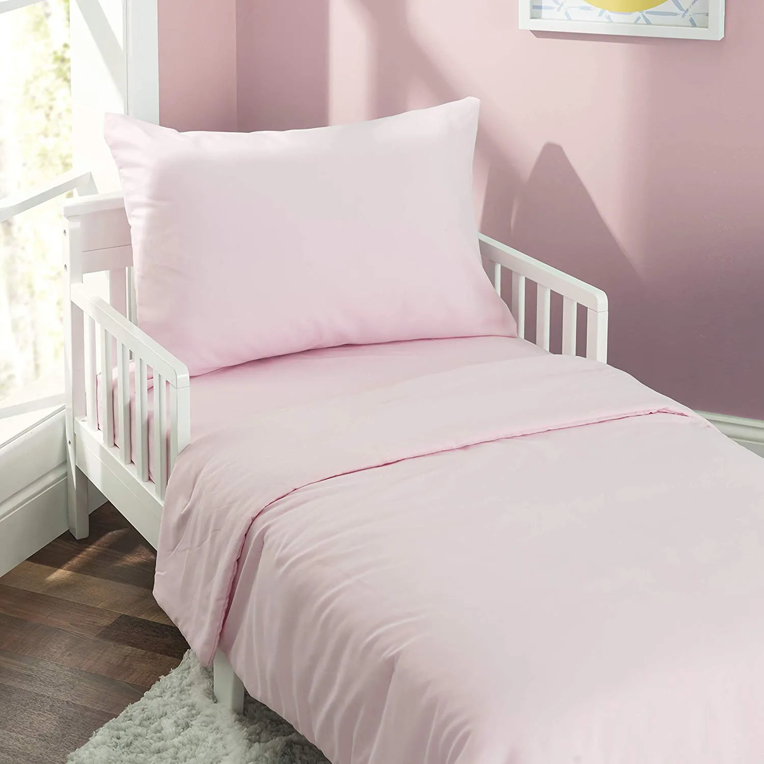 Solid Pink 4-Piece Toddler Bedding Set