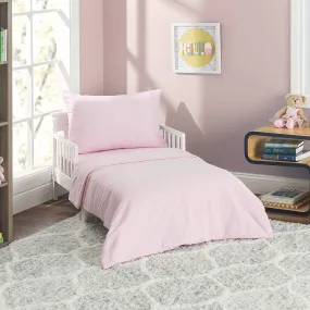 Solid Pink 4-Piece Toddler Bedding Set