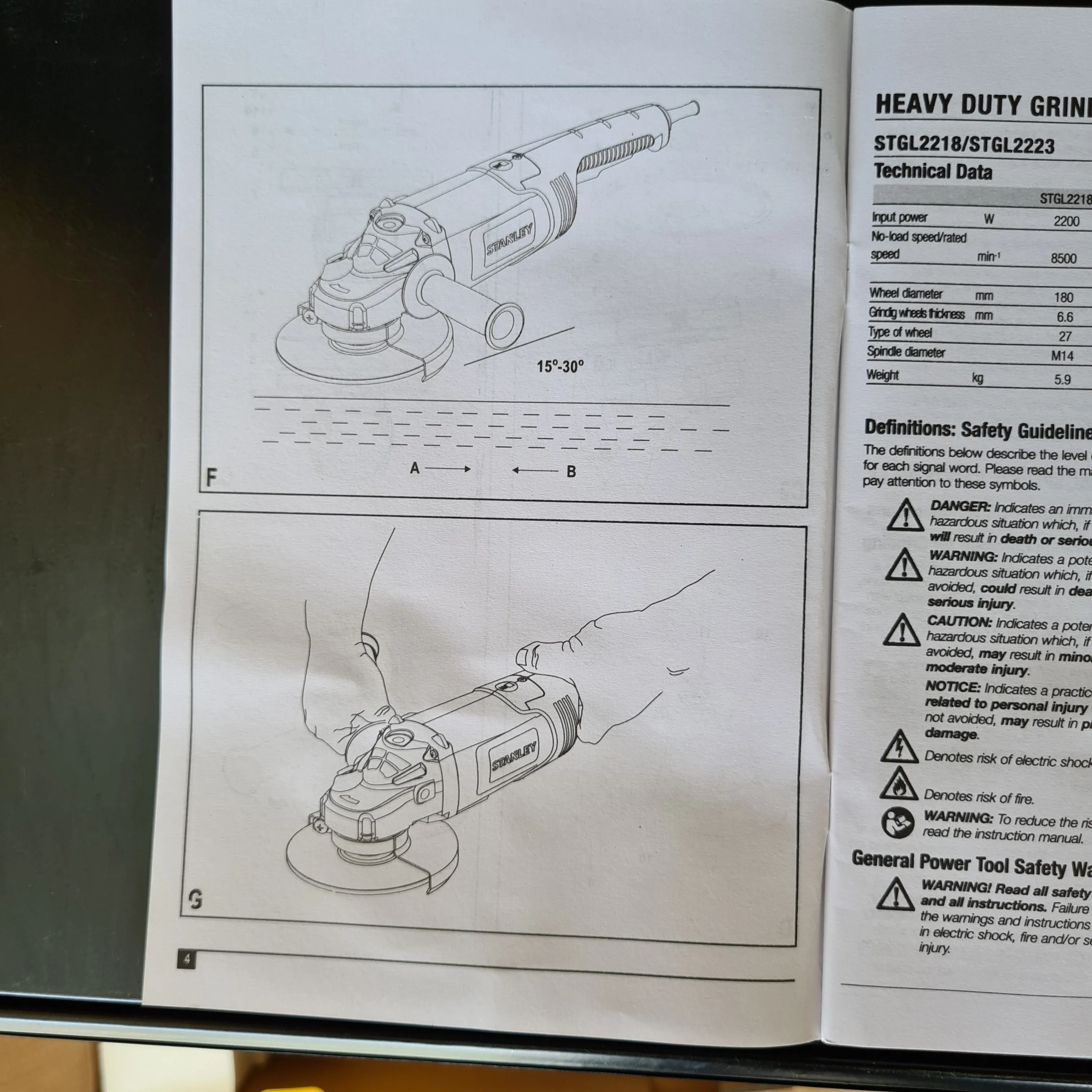 Stanley 7" 2200W 180mm Angle Grinder (Disc Grinding Machine) | Model : STGL2218-B1