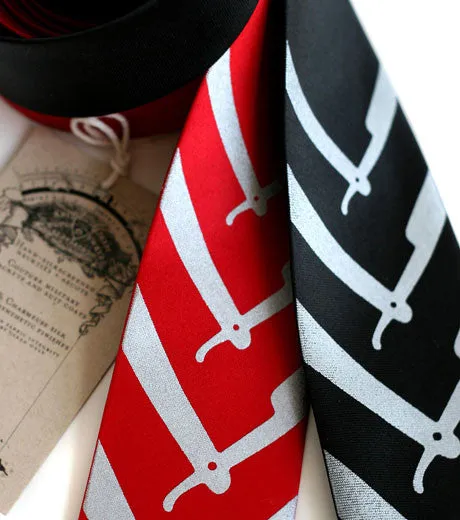 Straight Razor Silk Necktie. Cut Throat Tie