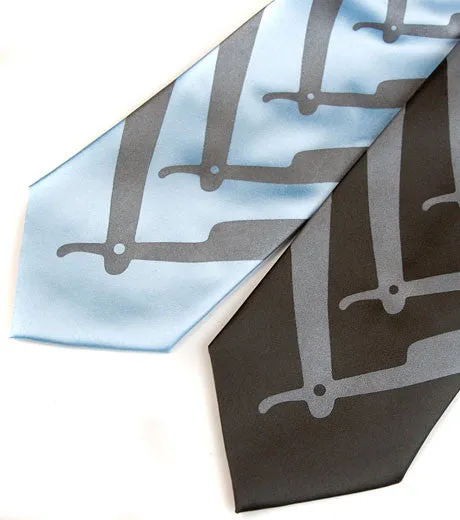 Straight Razor Silk Necktie. Cut Throat Tie