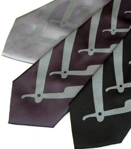 Straight Razor Silk Necktie. Cut Throat Tie