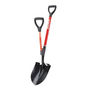 Sun Joe SJ-SHLV06-RED Shovelution Strain Reducing Utility Digging Shovel w/Spring Assist Handle | 44 in | Round Point | D-Handle (Red)