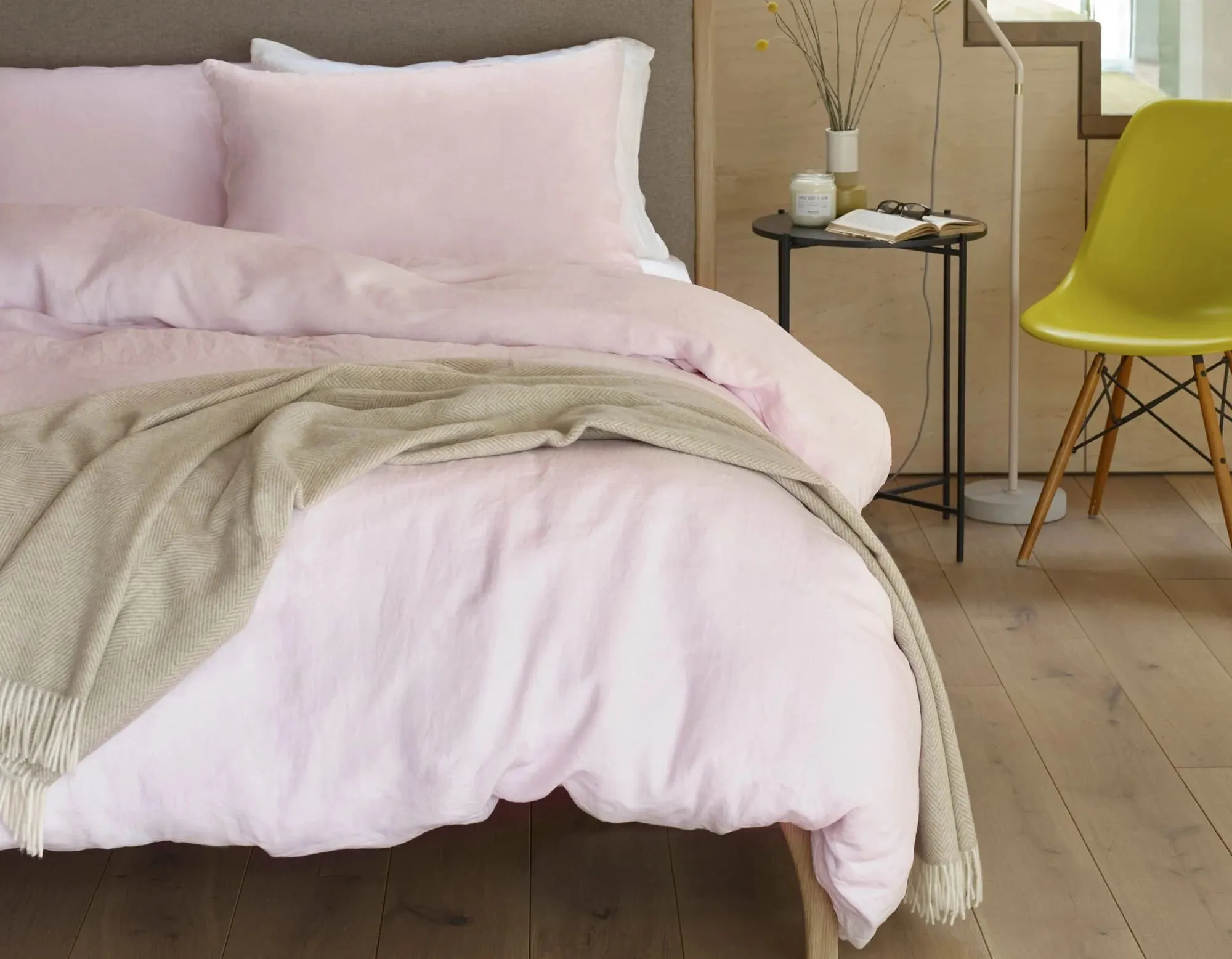 Super King Size Linen Bedding Bundle, KPP - Soft Pink