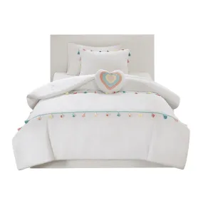 Tassel Comforter & Heart Pillow Set for Kids