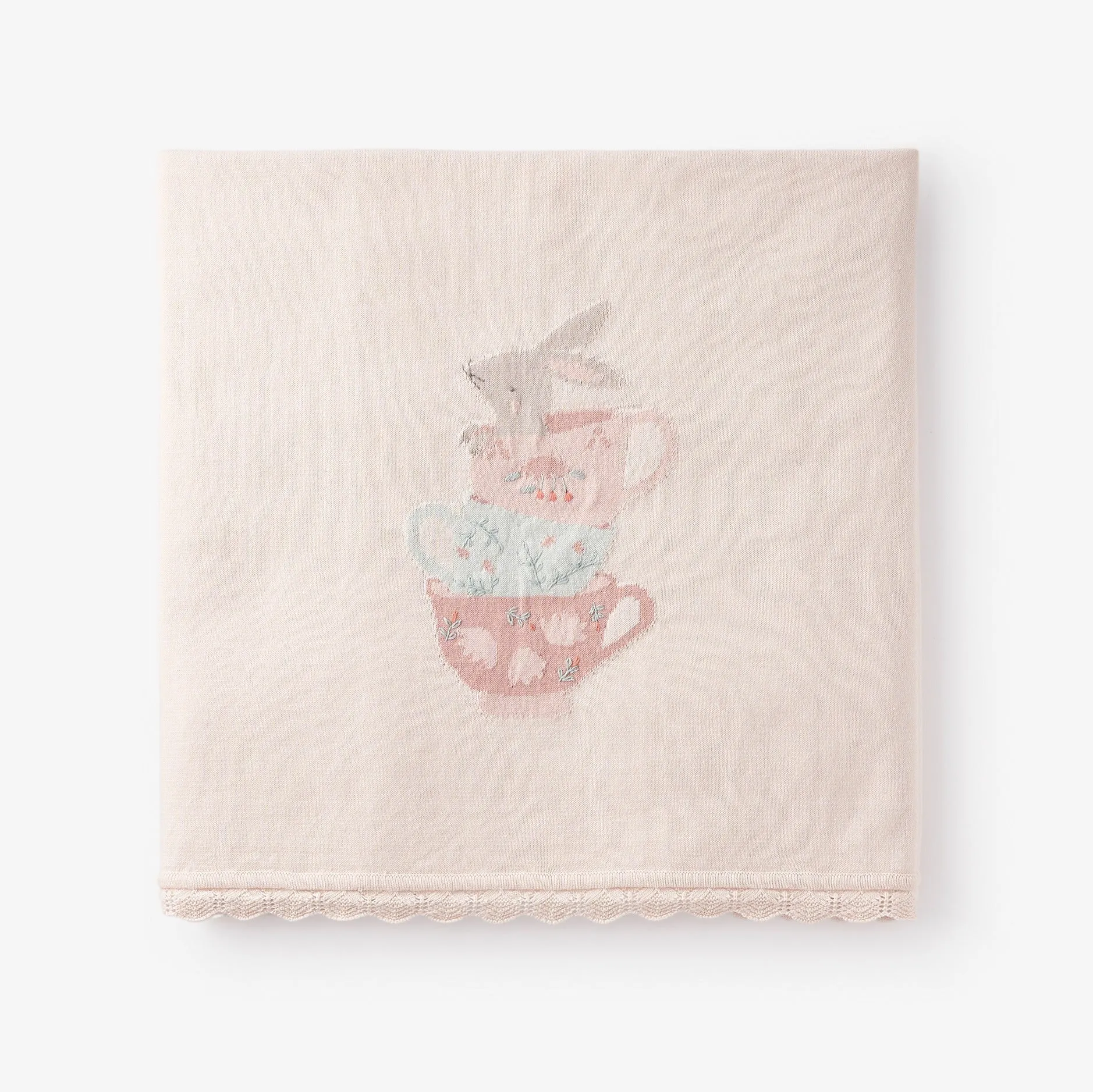 Tea Party Cotton Knit Blanket