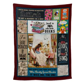 Teesdily | Personalized Just A Girl Who Loves Books Fleece Blanket Book Lover Throw Blanket Bookish Bookworm Bedroom Decor Reading Lover Gifts