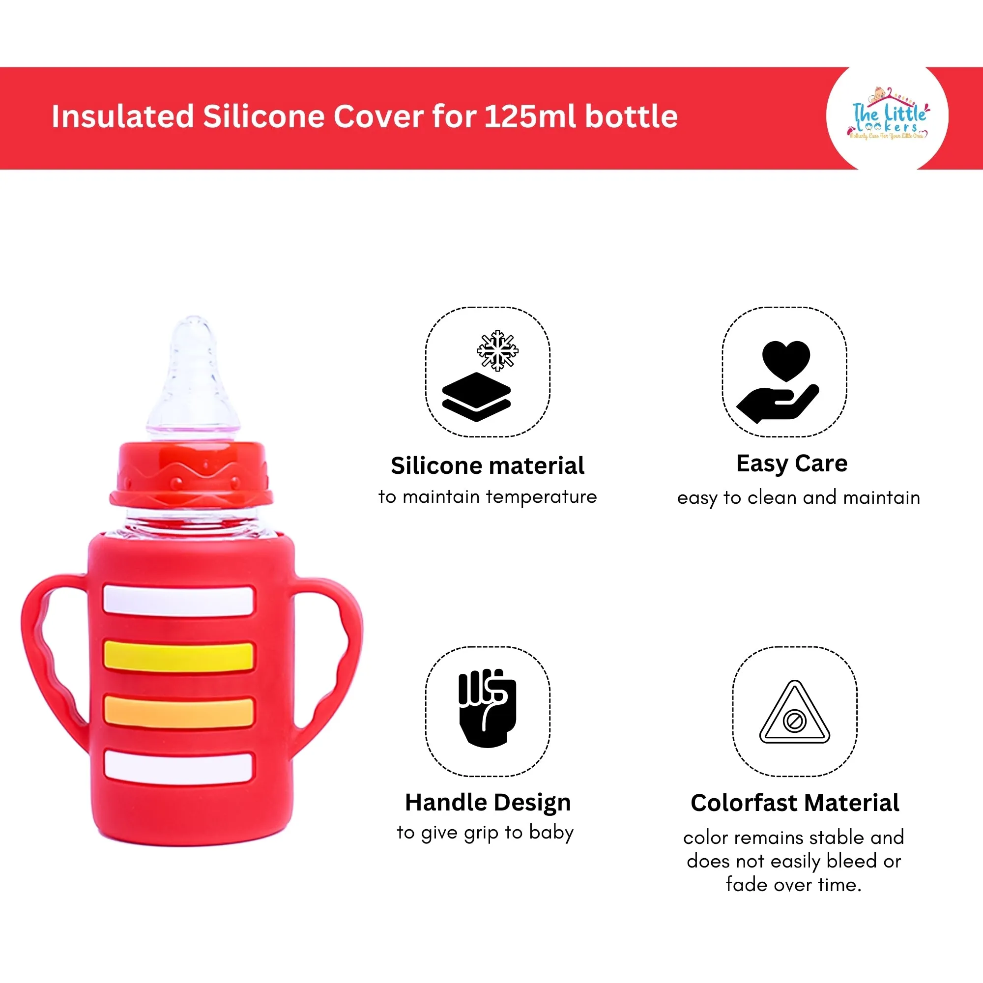 THE LITTLE LOOKERS Baby Bottle Cover with Handle/ Silicone Warmer Cover for Baby/Newborn/Infants/Toddlers