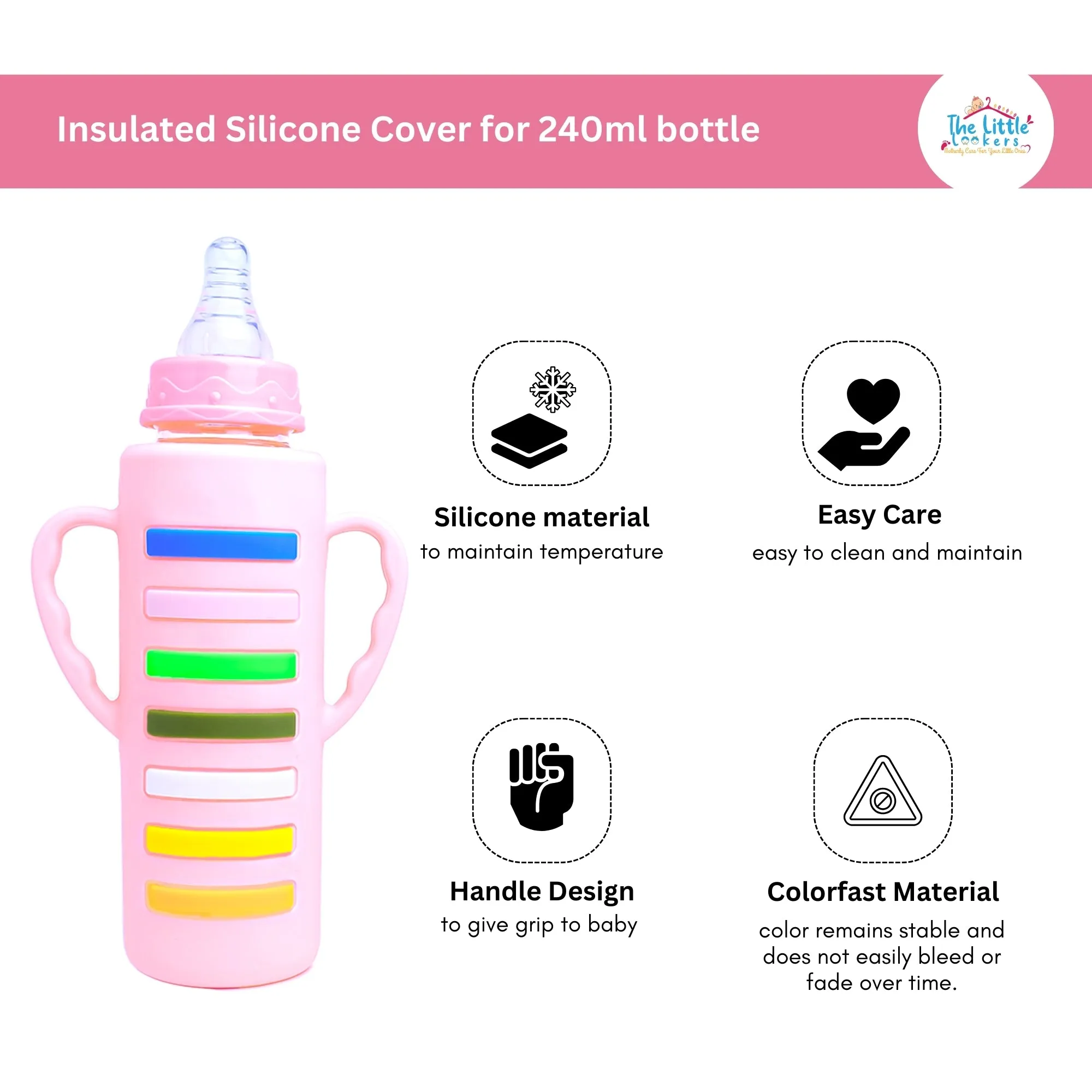 THE LITTLE LOOKERS Baby Bottle Cover with Handle/ Silicone Warmer Cover for Baby/Newborn/Infants/Toddlers