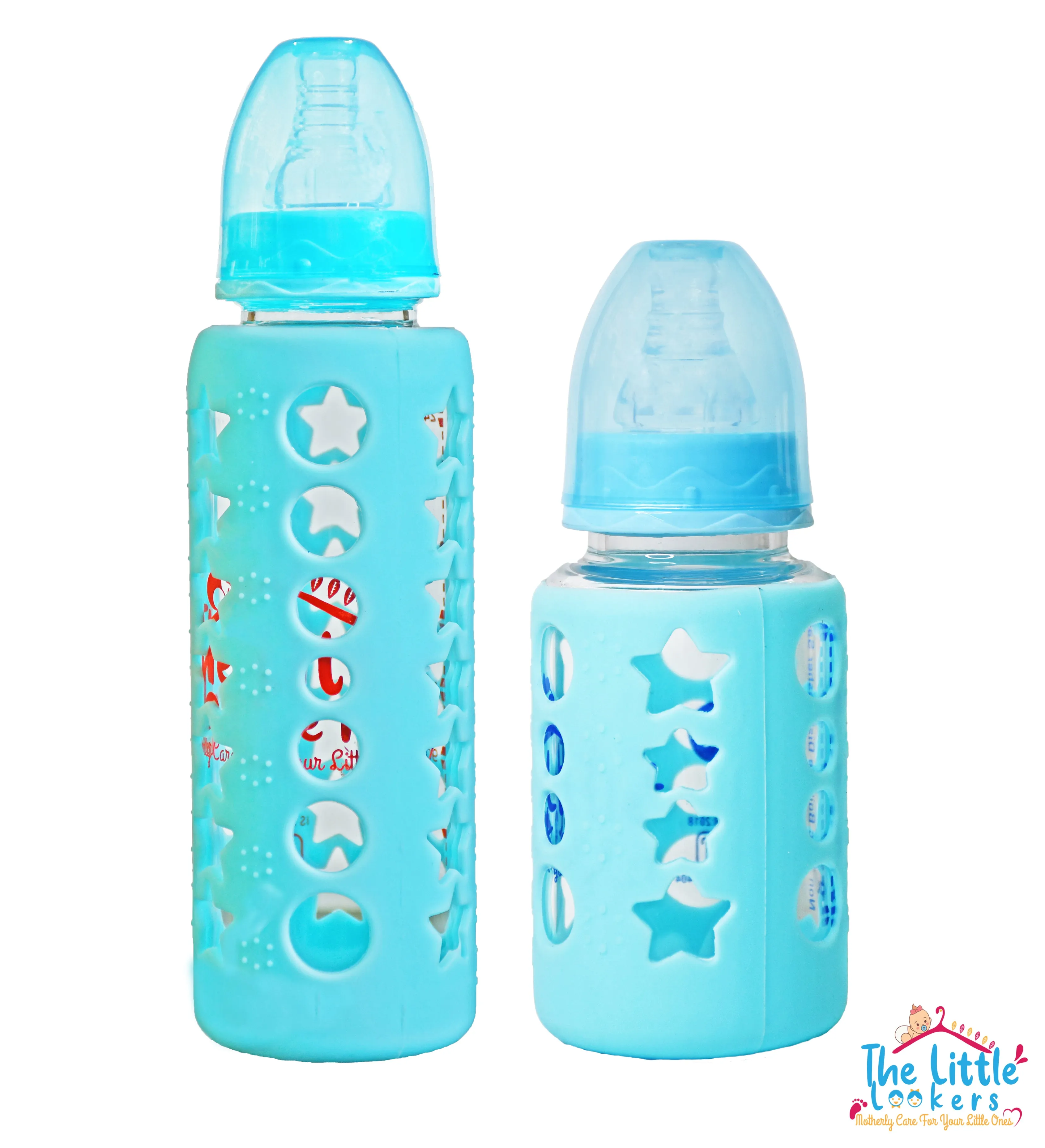 The Little Lookers High Borosilicate Glass Feeding Bottle for Baby/Feeder for Newborn |Super Soft Flow Control & Anti Colic Nipple for Infants/Toddlers(Pack of 2)